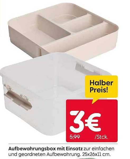 Aufbewahrungsbox mit Einsatz zur einfachen und geordneten Aufbewahrung. 25x26x11 cm.