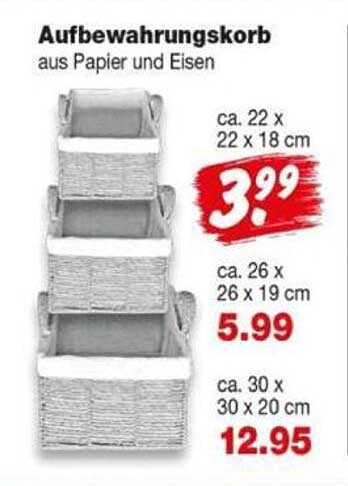 Aufbewahrungskorb aus Papier und Eisen