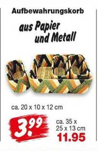 Aufbewahrungskorb aus Papier und Metall