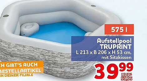 Aufstellpool TRUPPRT L 213 x B 206 x H 53 cm, mit Sitzkissen