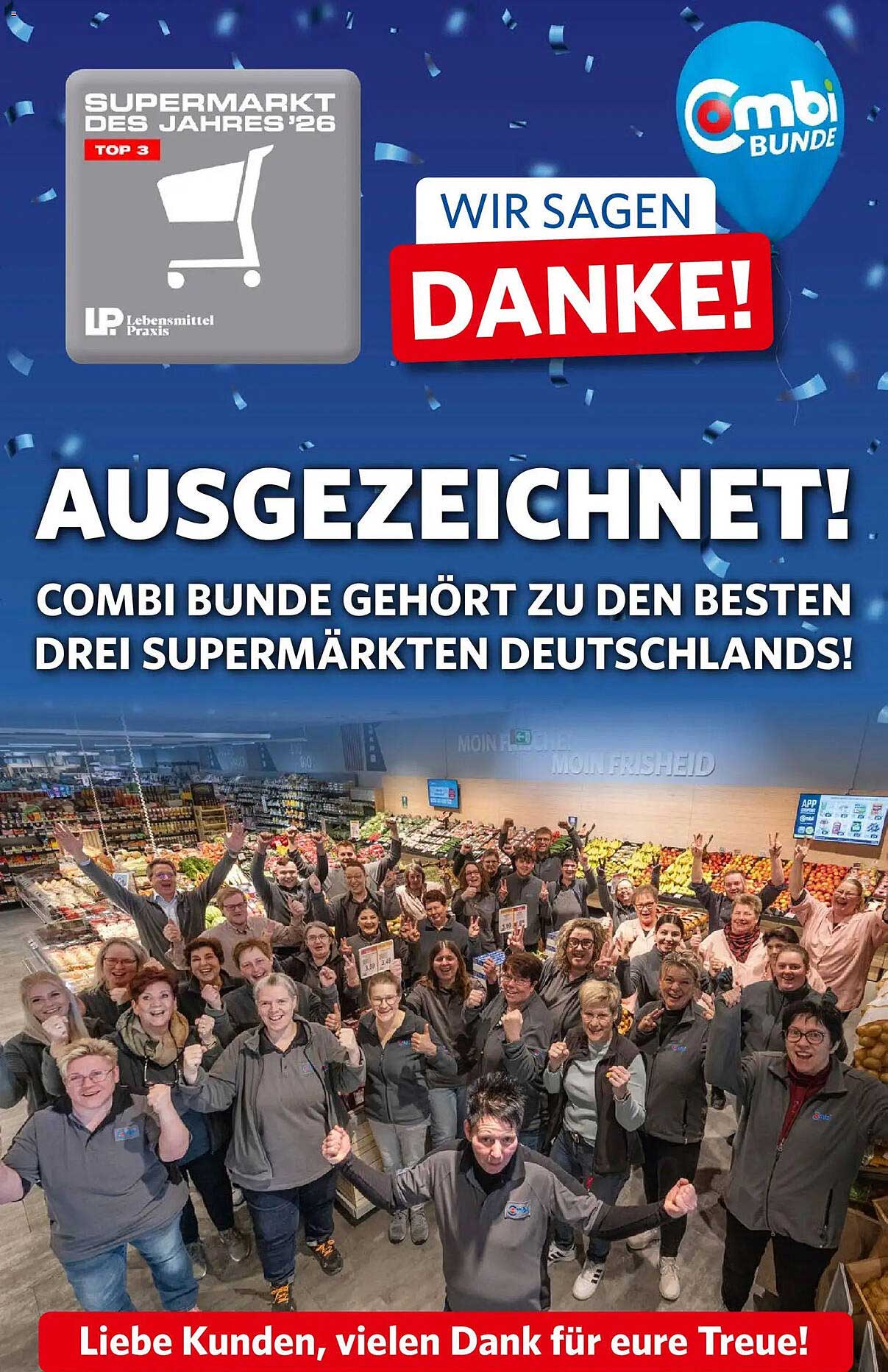 AUSGEZEICHNET! COMBI BUNDE GEHÖRT ZU DEN BESTEN DREI SUPERMÄRKTEN DEUTSCHLANDS!