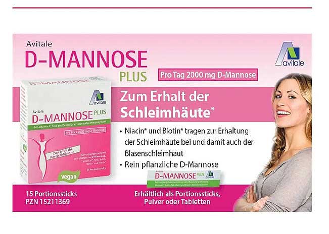 Avitale D-MANNOSE PLUS Pro Tag 2000 mg D-Mannose Zum Erhalt der Schleimhäute*