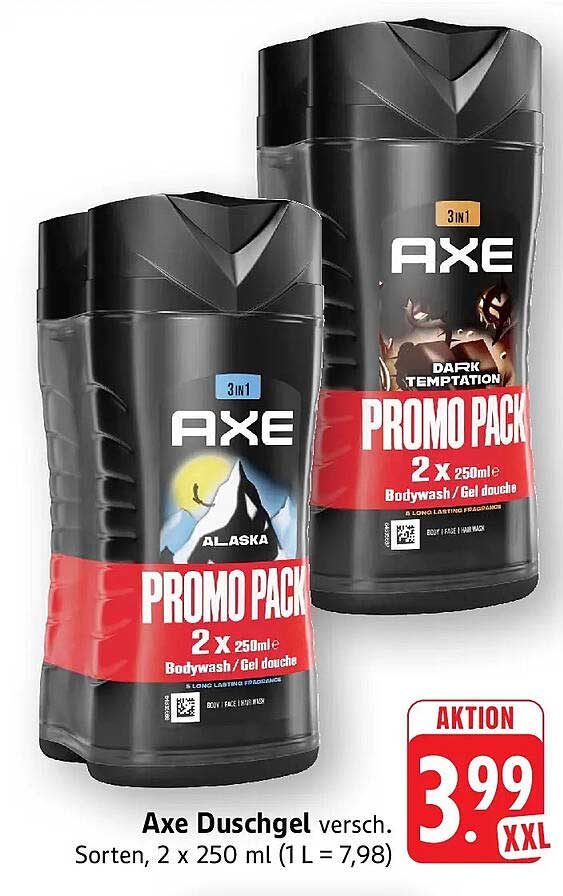 Axe Duschgel versch. Sorten, 2 x 250 ml (1 L = 7,98)