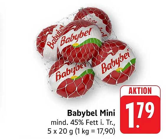Babybel Mini mind. 45% Fett i. Tr., 5 x 20 g (1 kg = 17,90)