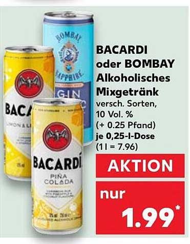 BACARDI oder BOMBAY Alkoholisches Mixgetränk