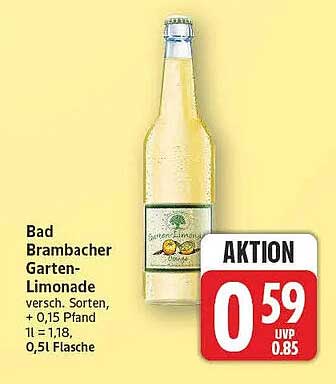 Bad Brambacher Garten-Limonade versch. Sorten, + 0,15 Pfand, 1 = 1,18, 0,5l Flasche