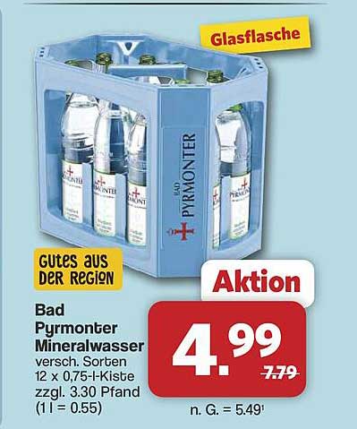 Bad Pyrmonter Mineralwasser versch. Sorten 12 x 0,75-l-Kiste zzgl. 3,30 Pfand