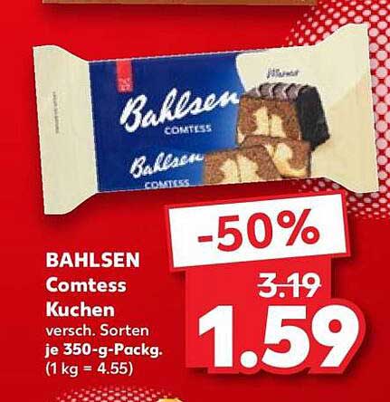 BAHLSEN Contess Kuchen versch. Sorten je 350-g-Packg. (1 kg = 4.55)