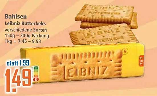 Bahlsen Leibniz Butterkeks verschiedene Sorten 150g - 200g Packung 1kg = 7.45 - 9.93
