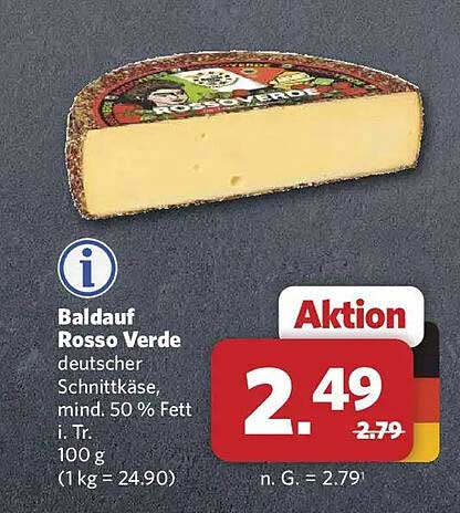 Baldauf Rosso Verde deutscher Schnittkäse, mind. 50 % Fett i. Tr. 100 g