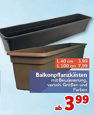 Balkonpflanzkästen mit Bewässerung, versch. Größen und Farben