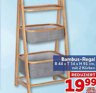 Bambus-Regal B 44 x T 34 x H 91 cm, mit 2 Körben