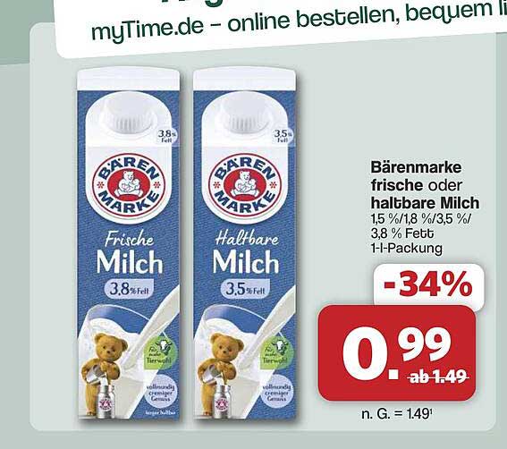 Bärenmarke frische oder haltbare Milch