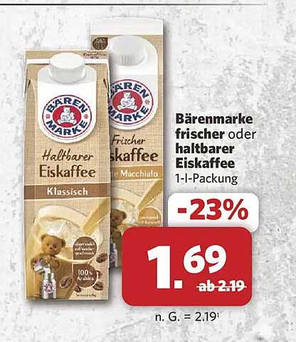 Bärenmarke frischer oder haltbarer Eiskaffee 1-l-Packung