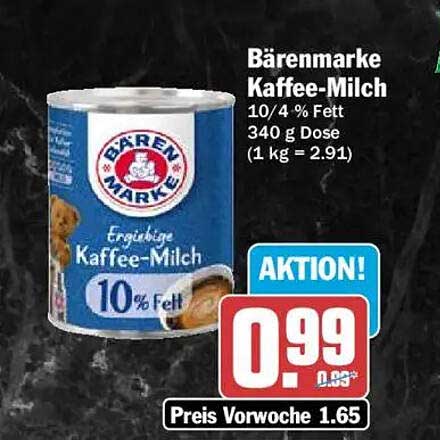 Bärenmarke Kaffee-Milch 10/4 % Fett 340 g Dose