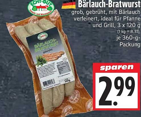 Bärlauch-Bratwurst