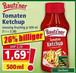 Bautzner Tomaten Ketchup, tomatig-fruchtig je 500 ml