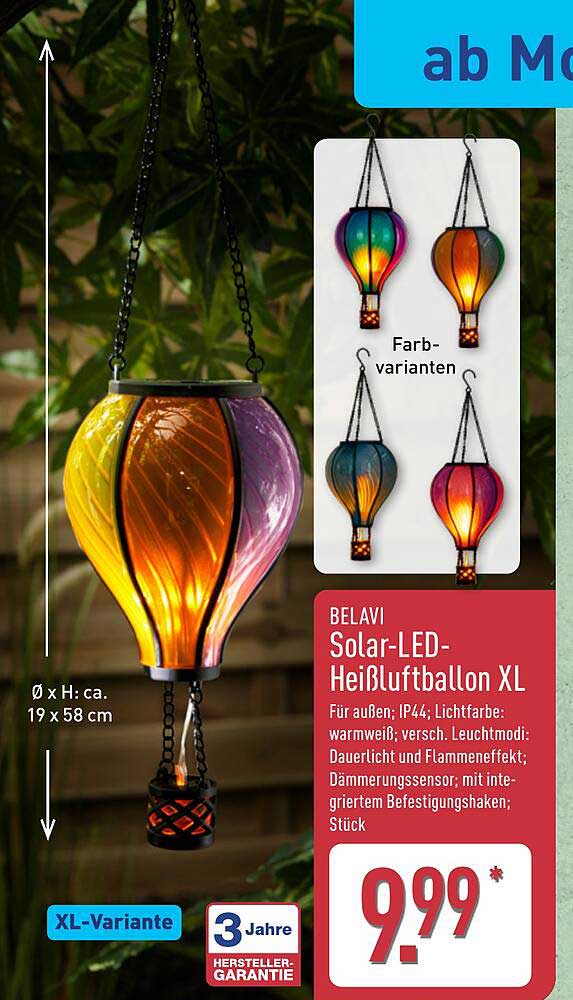 BELAVI Solar-LED-Heißluftballon XL