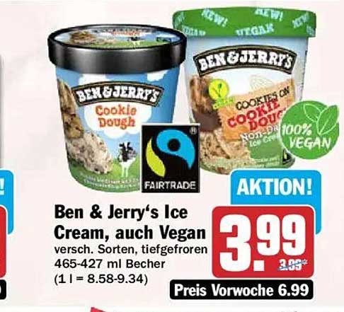 Ben & Jerry's Ice Cream, auch Vegan versch. Sorten, tiefgefroren 465-427 ml Becher