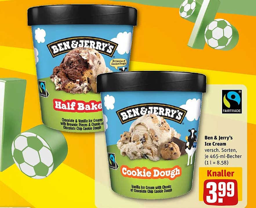 Ben & Jerry’s Ice Cream versch. Sorten, je 465-ml-Becher (1 l = 8.58)
