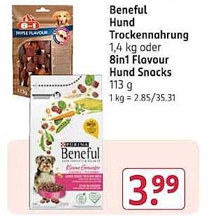 Beneful Hund Trockennahrung 1,4 kg oder 8in1 Flavour Hund Snacks 113 g