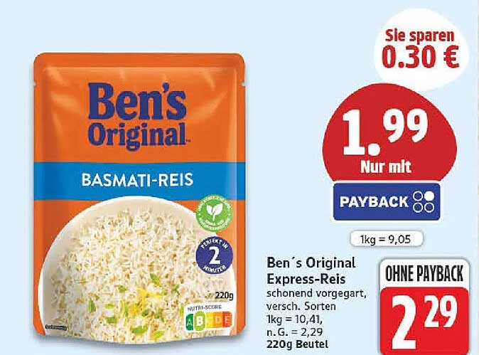 Ben´s Original Express-Reis schonend vorgegart, versch. Sorten 220g Beutel
