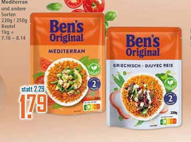 Ben's Original Mediterran und andere Sorten 220g / 250g Beutel 1kg = 7.16 – 8.14