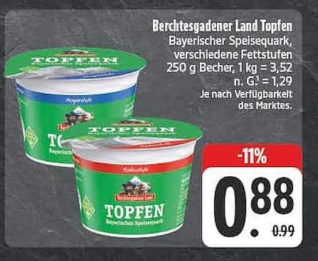 Berchtesgadener Land Topfen Bayerischer Speisetopfen, verschiedene Fettstufen