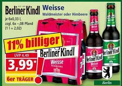 Berliner Kindl Weisse Waldmeister oder Himbeere