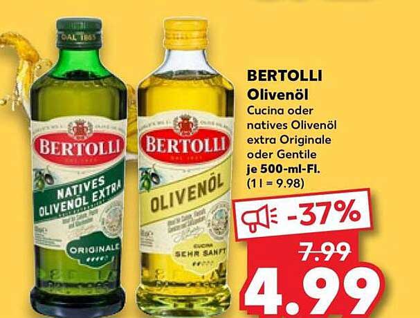 BERTOLLI Olivenöl Cucina oder natives Olivenöl extra Originale oder Gentile je 500-ml-Fl. (1 l = 9.98)