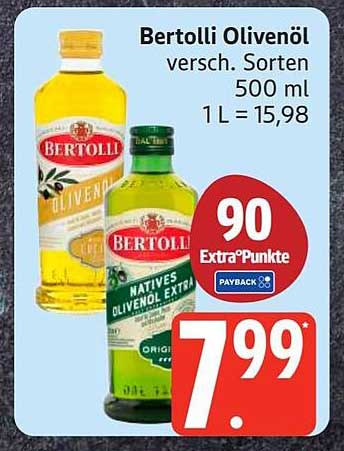 Bertolli Olivenöl versch. Sorten 500 ml 1 L = 15,98