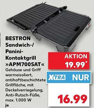 BESTRON Sandwich-/Panini-Kontaktgrill »APM700SAT«