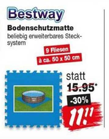 Bestway Bodenschutzmatte beliebig erweiterbares Steck-system 9 Fliesen à ca. 50 x 50 cm