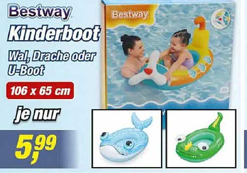 Bestway Kinderboot Wal, Drache oder U-Boot 106 x 65 cm je nur
