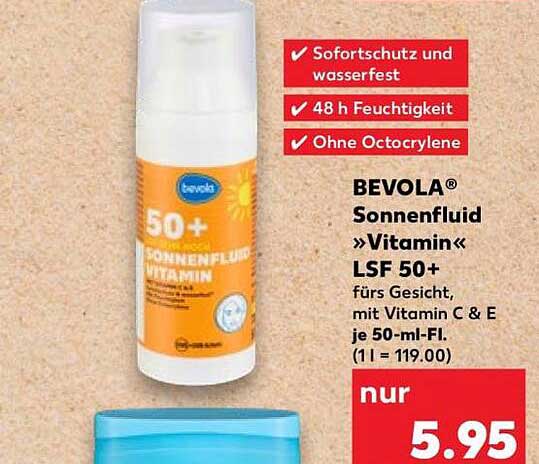 BEVOLA Sonnenfluid »Vitamin« LSF 50+ fürs Gesicht, mit Vitamin C & E je 50-ml-Fl.