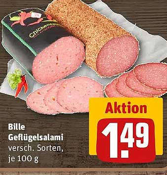 Bille Geflügelsalami versch. Sorten, je 100 g