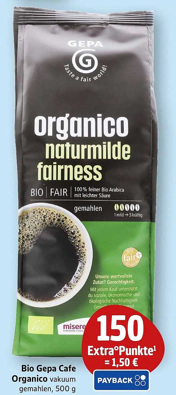 Bio Gepa Cafe Organico vakuum gemahlen, 500 g