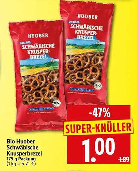 Bio Huober Schwäbische Knusperbrezel 175 g Packung (1 kg = 5.71 €)