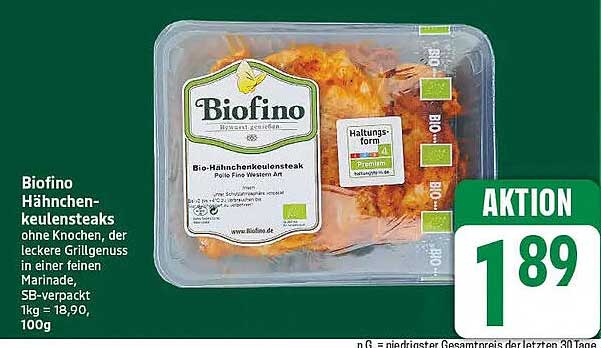Biofino Hähnchenkeulensteaks
