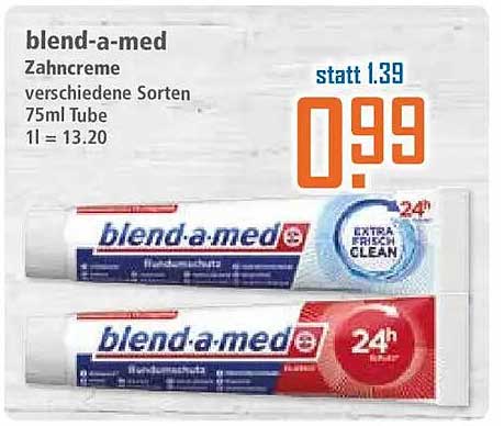 blend-a-med Zahnpasta verschiedene Sorten 75ml Tube 1l = 13.20