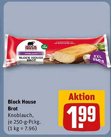 Block House Brot Knoblauch, je 250-g-Pckg. (1 kg = 7.96)