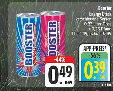 Booster Energy Drink verschiedene Sorten 0,33 Liter Dose + 0,25 Pfand