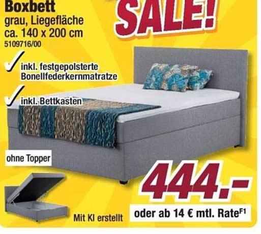 Boxbett grau, Liegefläche ca. 140 x 200 cm 5109716/00