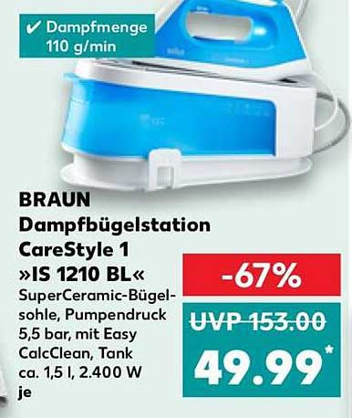 BRAUN Dampfbügelstation CareStyle 1 »IS 1210 BL«