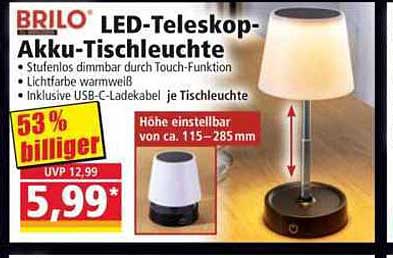 BRILO LED-Teleskop-Akku-Tischleuchte