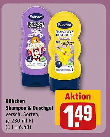 Bübchen Shampoo & Duschgel versch. Sorten. je 230-ml-Fl. (1 l = 6.48)