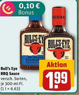 Bull’s Eye BBQ Sauce versch. Sorten, je 300-ml-Fl. (1 l = 6.63)