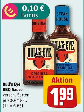 Bull’s Eye BBQ Sauce versch. Sorten, je 300-ml-Fl.
