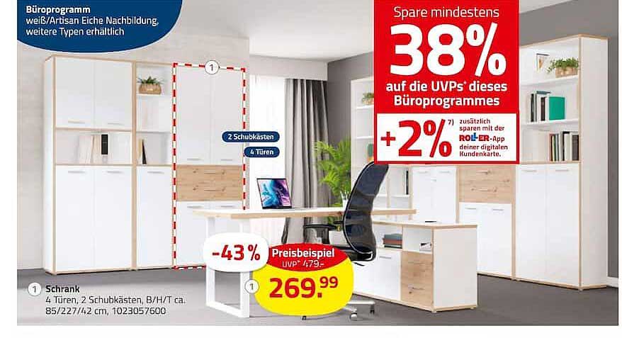 Büroprogramm weiß/Artisan Eiche Nachbildung weitere Typen erhältlich