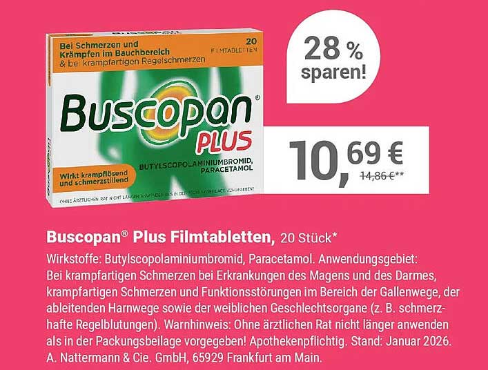 Buscopan® Plus Filmtabletten, 20 Stück*